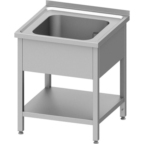 Stalgast Spültisch mit Grundboden 700x600x850 mm, mit einem Becken mit Aufkantung, verschweißt, VST07621A