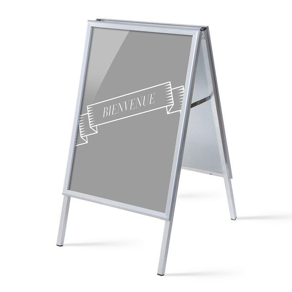 Showdown Displays Kundenstopper A1 Komplettset Willkommen Grau Französisch, ZPA1G32MEI545