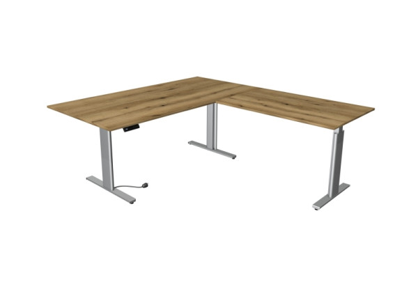 Kerkmann Sitz-/Stehtisch Move 3 tube, B 2000 x T 1000 mm, Anbauelement 1200 x 800 mm, elektrisch höhenverstellbar 720-1200 mm, Eiche, 10235555