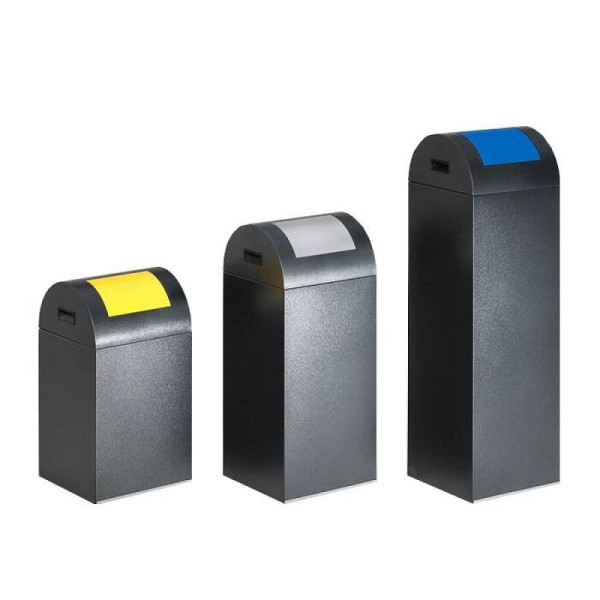 Stein HGS Abfallbehälter -Cubo German-, 89 Liter antik-silber-struktur, verkehrsgelb (RAL1023)/silber-grau, H 1045mm, 33758