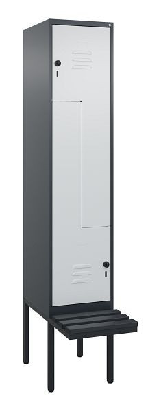 C+P Z-Spind Classic PLUS, Bank, 2 Abteile, 2120x400x815mm, 7016/7035, Drehriegel, 0800437-122 S10043