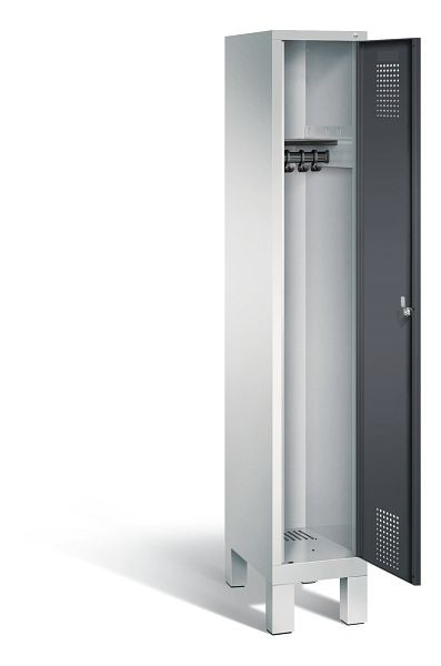 C+P Garderobenschrank Evolo, H1850xB320xT500mm, Farbe: Lichtgrau / Schwarzgrau, 48010-10 S10380