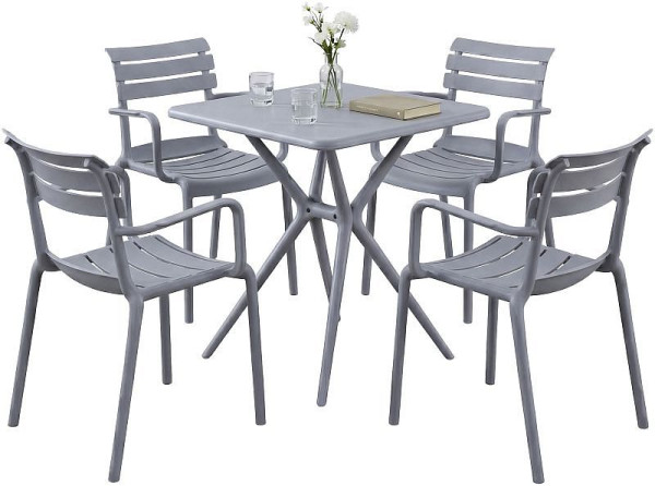 CLP Gartenmöbel-Set Avena mit 4 Stühlen, grau, 328051