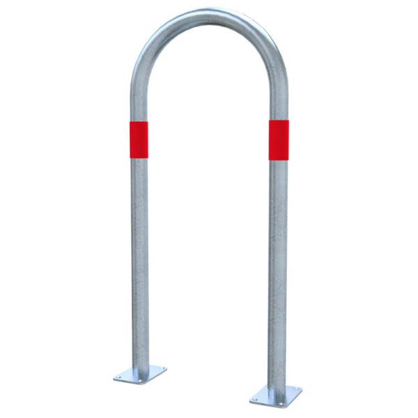 STEIN HGS Absperrbügel zum Aufdübeln aus Stahlrohr Ø 48 mm, Breite 460 mm, silber, rot, rot, 80469.0012