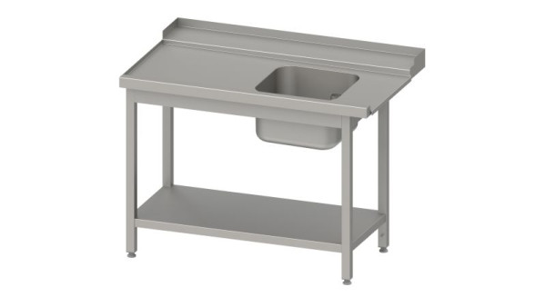 Stalgast Edelstahl Zulauftisch, Korbführung mit Gefälle, Grundboden mit 1 Becken 900x750x880mm, Anbauseite links, Aufkantung, verschweißt, VZL09711LA