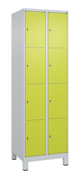 C+P Schließfachschrank Classic PLUS, Füße, 2 Abteile mit je 4 Fächern, 1950x600x500mm, 7035/0024, 080010-204 S10010