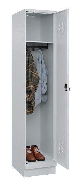 C+P Spind Evolo PLUS, mit Sockel, 1 Abteil, 1950x400x500mm, 7035/7035, Verschluss Drehriegel, Ablageböden 1, 049020-12 S10013