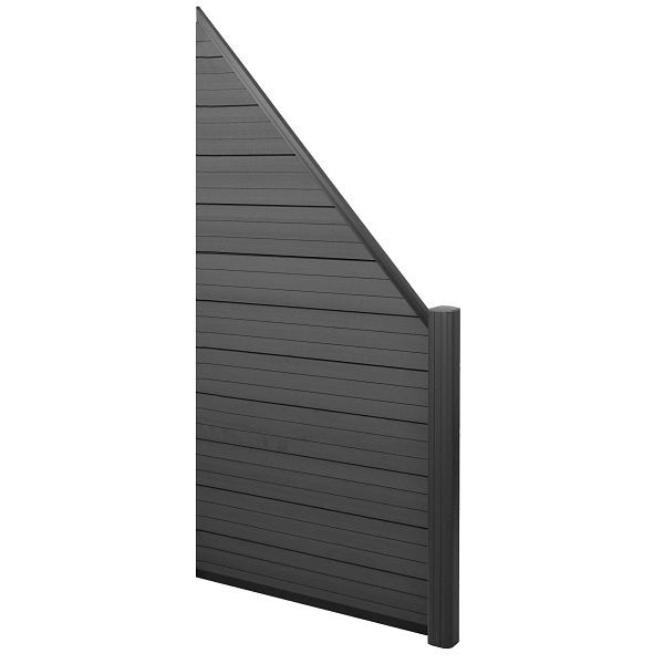 Mendler WPC-Sichtschutz Sarthe, Windschutz Zaun, Alu-Pfosten, Erweiterungselement schräg rechts, 0,95m anthrazit, 65000