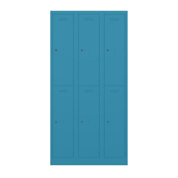 Bisley Garderobenschrank Primary Locker, 3 Abteile mit je 2 Fächern übereinander, 686 azur, PL3050T2686