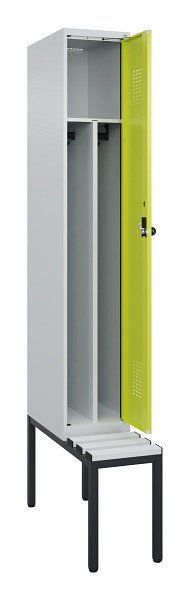 C+P Spind Evolo PLUS, 1 Abteile, 2120x300x815mm, 7035/0024, Haken 4, Drehriegel, Sitzfläche Kunststoff, Sitzbank, 0490507-10F S10070