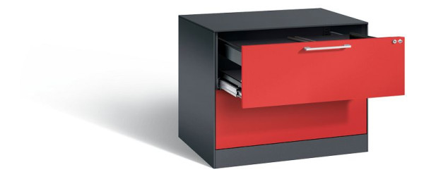 C+P Hängeregistraturschrank Asisto, H710xB800xT600mm, Farbe: Schwarzgrau / feuerrot, Bügelgriff, 146273-212 S10091