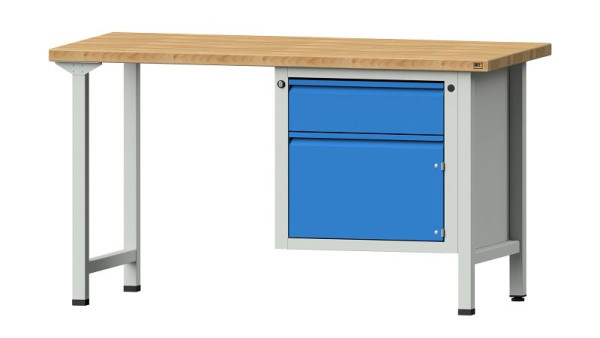 ANKE Werkbänke Kombiwerkbank, Modell 701 E, 1500 x 700 x 840 mm, RAL 7035/5012, BMP 40 mm, 510.500