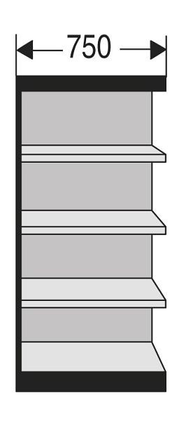 Kerkmann Büro-Regal Progress 2000, B 750 x T 600 x H 1900 mm, schwarz/lichtgrau, 50221815