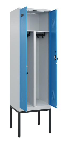 C+P PSA Doppel-Spind Evolo PLUS, Gestell, 2 Abteile, 2120x600x500mm, 7035/5012, Drehriegel, 0490327-20P S10007
