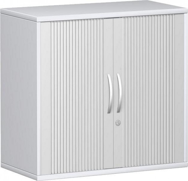 geramöbel Querrollladenschrank 1 Dekor-Einlegeboden, abschließbar, 800x425x768, Silber/Weiß, N-10Q208-SW