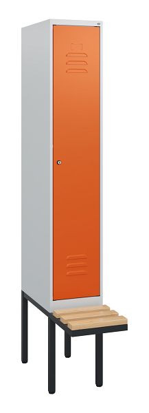 C+P Umkleidespind Classic PLUS, 1950x300x815mm, 7035/2004, Zylinderschloss, Buche-Sitzleisten, 0800405-10 S10062