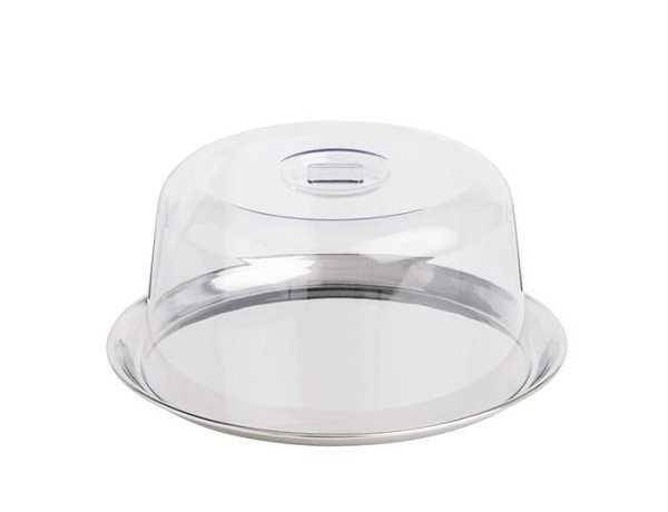 APS Tablett mit Haube, Ø 27 cm, Höhe: 12,5 cm, Set besteht aus: Ø 27 cm, Höhe: 1,5 cm, hochglanzpoliert, Ø 23 cm, Höhe: 12 cm, 00827