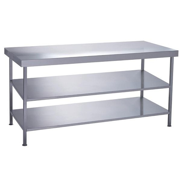 Parry Vollverschweißter Mitteltisch aus Edelstahl mit 2 Unterböden 1200 x 600 mm, DC611