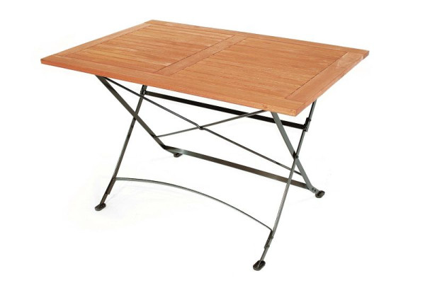 Merxx Schlossgarten Tisch, 120 x 80 cm, Flachstahl mit FSC Eukalyptusbelattung, 24244-217