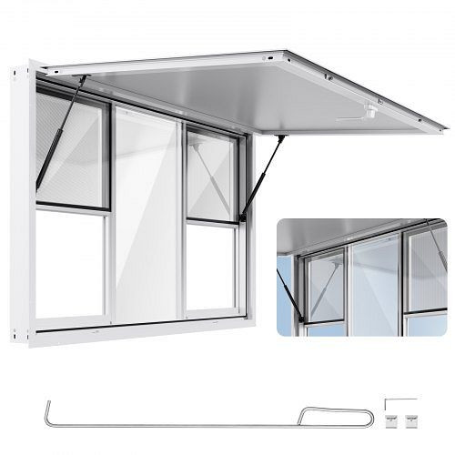 VEVOR Imbissfenster (1524 x 915 mm), schwenkbar, 85° Öffnungswinkel, 6 Schiebefenster, für Imbisswagen & Konzessionsstände, SXXCFWCK60X3384GW001V0
