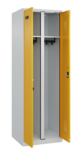 C+P Schwarz-Weiß-Spind Evolo PLUS, 2 Abteile, 1850x600x500mm, 7035/1004, Zylinderschloss, 049002-20 S10027