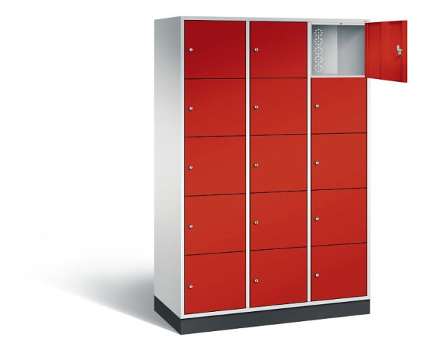 C+P XL-Schließfachschrank Intro, H1950xB1220xT490mm, Farbe: Lichtgrau / feuerrot, 8570-302 S10014