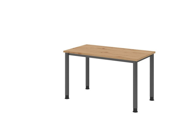 Hammerbacher Schreibtisch HS612, 120 x 67 cm, Platte: Asteiche, 25 mm dick, 4-Fuß-Gestell in Graphit, Arbeitshöhe 68,5-81cm, VHS612/R/G
