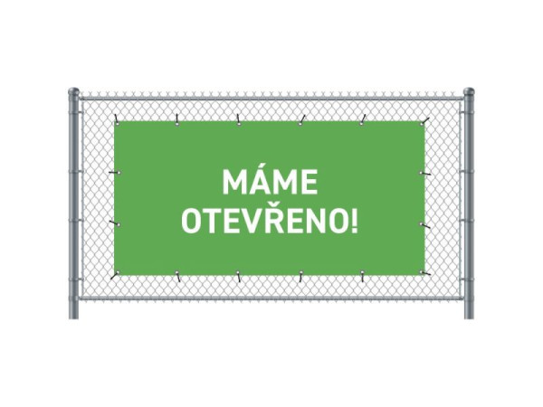 Showdown Displays Zaun-Banner 200 x 100 cm Geöffnet Tschechisch Grün, FBG200-100-I717