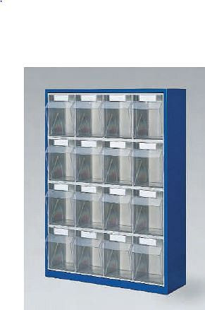 Gruber Systeme Magazinschrank mit Klarsichtmagazinen 16x Größe D, B665xT250xH910mm, lichtgrau, KWE 08004-66