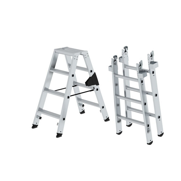 Munk Günzburger Steigtechnik Stufen-Stehleiter-Set beidseitig begehbar steckbar inkl. Einsteckteil, 040272