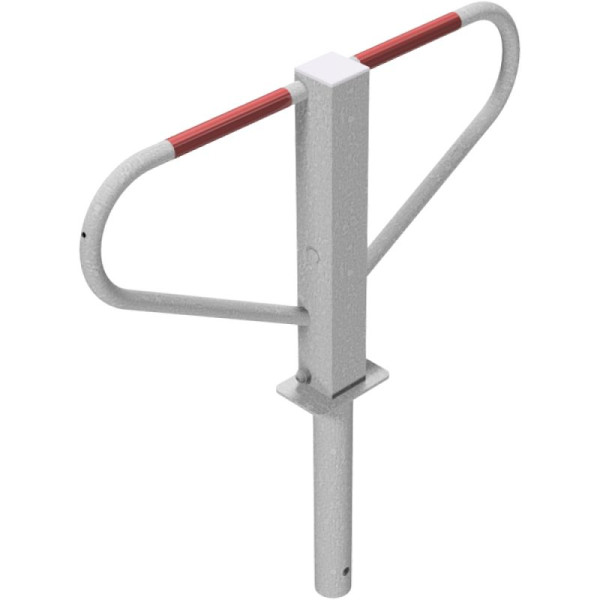 Stein HGS Parkplatzsperre -umlegbar- mit 8 mm Dreikantverschluss, zum Einbetonieren, verzinkt mit rot reflektierenden Leuchtstreifen, 40773