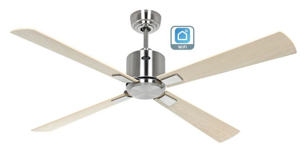 CasaFan Deckenventilator Eco Neo III 132 Chrom gebürstet-Ahorn/Buche WiFi, 942222W