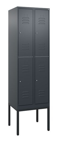 C+P Doppelstöckiger Spind Classic PLUS, Gestell, 2 Abteile, 2120x600x500mm, 7016/7016, Zylinderschlösser, 0803307-20 S10027