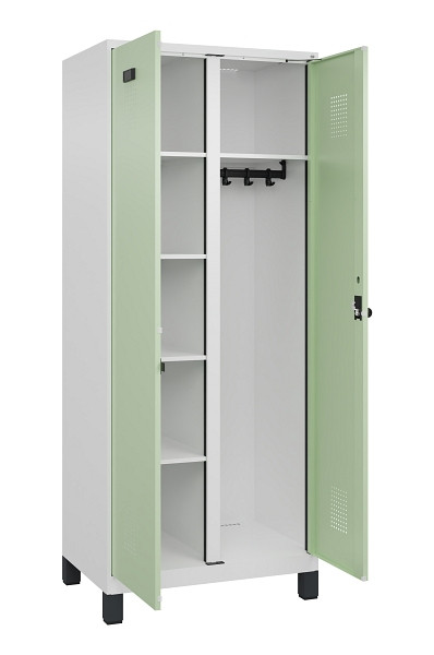 C+P Wäsche-/Garderobenspind Evolo PLUS, mit Füßen, 2 Abteile, 1950x800x500mm, 9, Frontfarbe RAL 6019 Weissgrün, Drehriegel, 049610-22 S10019