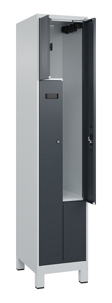 C+P Z-Spind Evolo PLUS, Füße, 2 Fächer, 1950x400x500mm, 7035/7016, Zylinderschloss, 049013-122 S10040