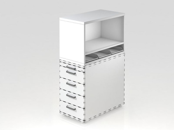 Hammerbacher Aufsatzregal für Container SC Weiß, 42,8x80x53 cm (BxTxH), VSCA1/W