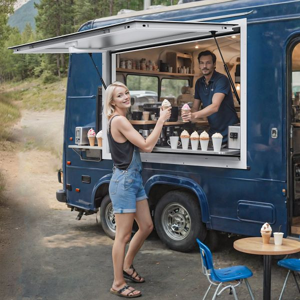 VEVOR Imbissstand Servierfenster Food Truck Service Markise 943 x 943 x 80 mm, FWCK36X36INC0H2VGV0