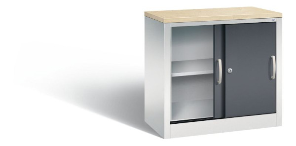 C+P Sideboard mit Schiebetüren Acurado, H720xB800xT400mm, Farbe: Lichtgrau / Schwarzgrau, Bügelgriff, 2 OH, 5722-00 S10451
