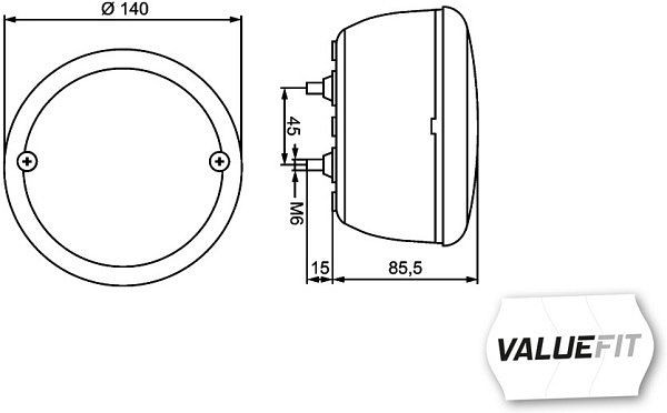 HELLA VALUEFIT Heckleuchte, Valuefit, LED, 24/12V, Anbau/geschraubt, Lichtscheibenfarbe: rot/gelb, Stecker: Flachstecker, rechts/links, 2SD 357 026-201