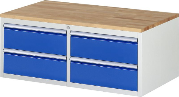 RAU Schubladenschrank Serie 7000, B1145xT650xH465mm, Schubladen: links: 2xH180mm, rechts: 2xH180mm, Buche-Massiv-Arbeitsplatte, 03-LL2.0.0A-B.11