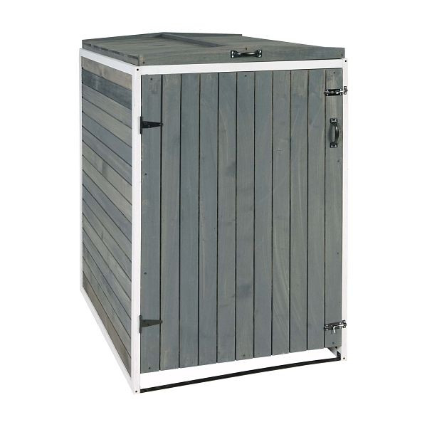 Mendler XL 1er-/2er-Mülltonnenverkleidung HWC-H74, Mülltonnenbox, erweiterbar 120x75x96 Holz, grau-weiß, 80477
