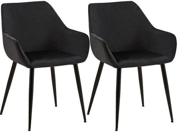 CLP 2er Set Esszimmerstuhl Vessa Samt, schwarz, 323686
