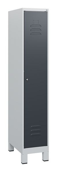C+P Umkleidespind Classic PLUS, Füße, 1630x300x500mm, 7035/7016, Zylinderschloss, 0800105-10 S10023