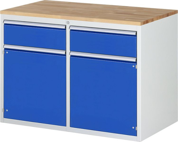 RAU Schubladenschrank 7000, B1145xT650xH825mm, li: H180mm, Flügeltür, re: H180mm, Flügeltür, Buche-Massiv-Arbeitsplatte, 03-LL5.8.8A-B.11