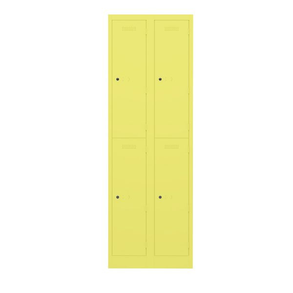 Bisley Garderobenschrank Primary Locker, 2 Abteile mit je 2 Fächern übereinander, 641 zinkgelb, PL3050D2641