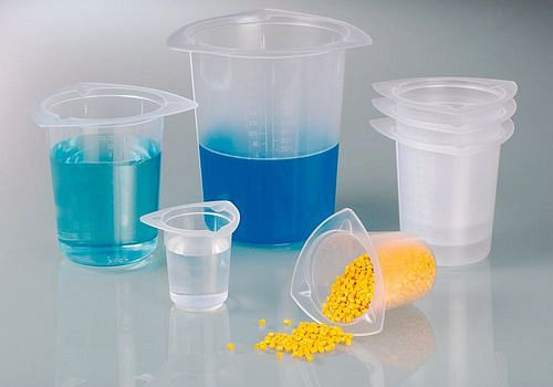 DENIOS Universal-Messbecher aus PP, mit Ausgusslippen, 50 ml, VE: 48 Stück, 281783