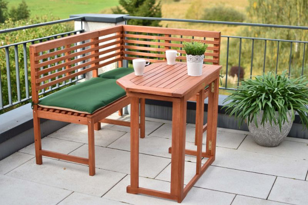 Merxx Eckbank Set inkl. Auflagen, Eckbank, Sitzauflage zum Wenden, grün/beige, Klapptisch 90 x 50 cm, FSC Eukalyptusholz, 51151-100