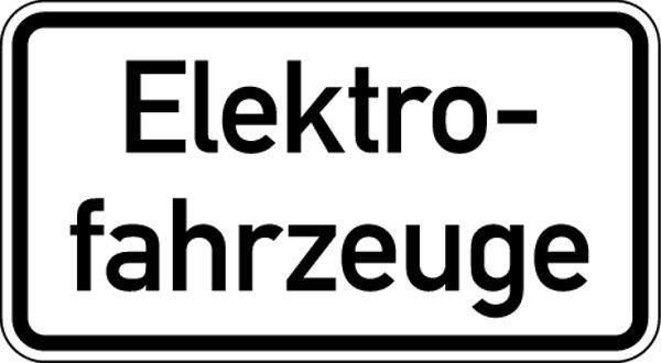 Schilder Klar Zusatzzeichen Elektrofahrzeuge, 420x231x2 mm Aluminium 2 mm, reflektierend Typ I, 10503320
