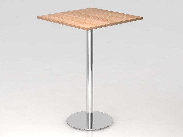 Hammerbacher Stehtisch 80x80cm Nussbaum/Chrom, Gestell verchromt, VSTH88/N/C