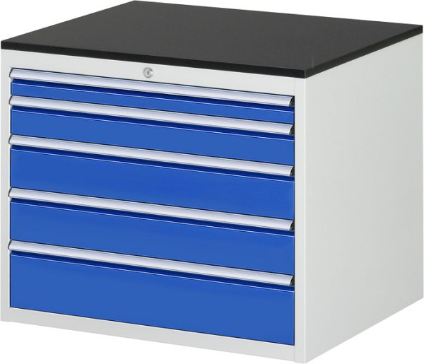 RAU Schubladenschrank Serie 7000, B770xT650xH640mm, Schubladen: 1xH60, 1xH90, 2xH120, 1xH150mm, Arbeitsplatte melaminharzbeschichtet, 03-XL3.11A-M.11